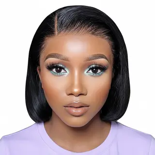 Best Quality Brazilian Straight Glueless Wigs 4x4 Lace Frontal Bob Wig 8In