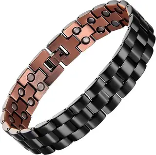 Men's Copper Health Bracelet with Double Row of Magnets
