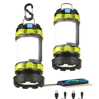 2 Pack LED Camping Lantern Flashlight Rechargeable