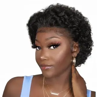 Brazilian Virgin Hair Wig Glueless 13x1 Lace Pixie Cut Wig -Bresilienne