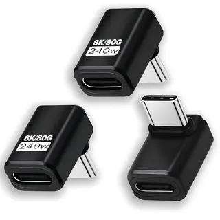 3 Pack Usb C 90 Degree Adapter [80Gbps Data Transfer,8K@240Hz Video