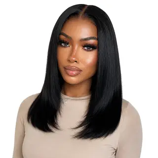 Black IN 14"Vietnamese Hair 13x4 Lace Front Straight Brazilian Bob Wig
