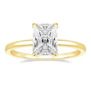 1/2/3/4CT 925 Sterling Silver Engagement Rings Radiant Cut Solitaire