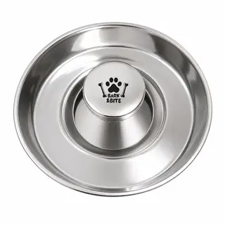 Bark & Bite Stainless Steel Slow Feed Pet Bowl for Dogs & Cats