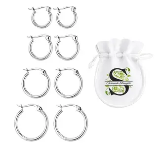 Stainless Steel Gifts: Set Of 4 Huggie Hoop Earrings Small - Large