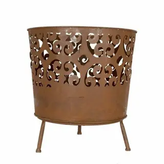 La Hacienda Cesta Oxidised Steel Fire Basket