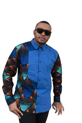 Selphies Blue 100% Cotton Long Sleeve Slim Formal/Casual Shirt - M