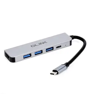 5-in-1 USB-C Hub with HDMI 4K Output, USB Ports & 87W Power Delivery-Glink