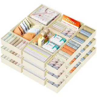 DIMJ Drawer Organizer Clothes, 21 Pack Dresser Organizer