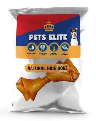 Pets Elite Natural Hide Bone Medium - Pork Rind Dog Chew 15cm