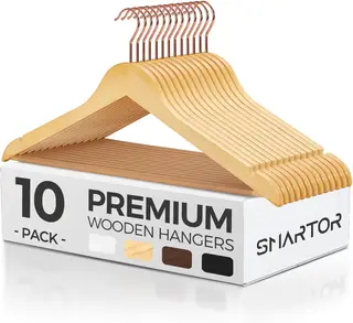 Smartor Wooden Hangers 10 – 20 Pack – Natural