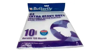 Butterfly 100 Micron A4 Plastic Slip-on Pre-Cut Adjustable Book Cover 10-Piece (Pack of 2)