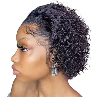 Glueless Pixie Curly Frontal Wig-13x1 Lace Front Wigs Human Hair