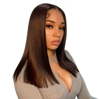 16In Peruvian Straight Bob 13x4 Frontal Lace Glueless Wig with Human Hair