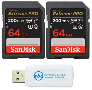 SanDisk 64GB SDXC SD Extreme Pro Memory Card 2 Pack Works with Nikon DSLRs | For D3500, D7500