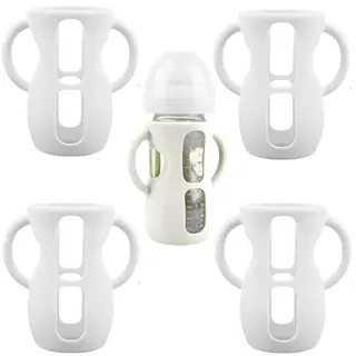 4 Pack Silicone Sleeves for Avent Natural Glass Baby Bottles, Silicone and Easy-Grip Handles for Drop Protection