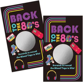 Haizct 50 Pack Back to The 80s Theme Scratch Off – Multi07