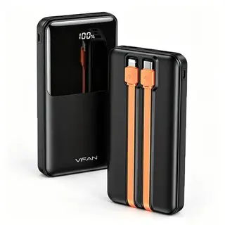 10000mAh Power Bank Fast Charging with Lightning Type-C Cables 2 USB output