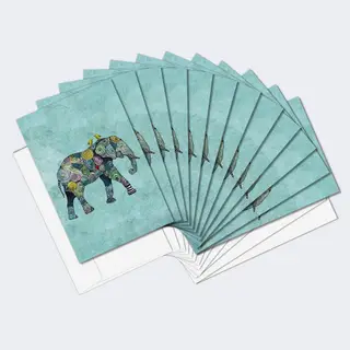 Tree-Free Greetings 12 Pack All Occasion Notecards – Elephant and Yellow Birds