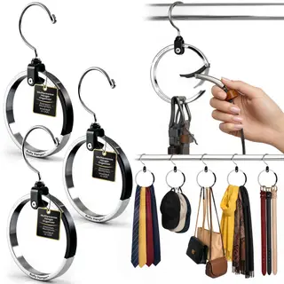 3-Pack Multipurpose Closet Hanger Organize All Your Belts, Sport Hats, Ties, Scarves, Purses, Garment