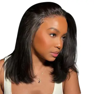 14In Full Frontal Lace Bob Glueless Wigs Straight Human Hair-Bresilienne