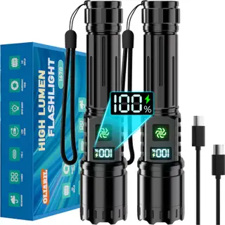 Torch Rechargeable 2 Pack, Torches Led Super Bright 500,000LM Flashlight