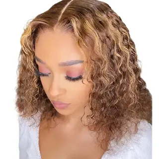 14-inch Piano Color Curly Wig - 13×4 Full Frontal Glueless Wig Golden Perfect