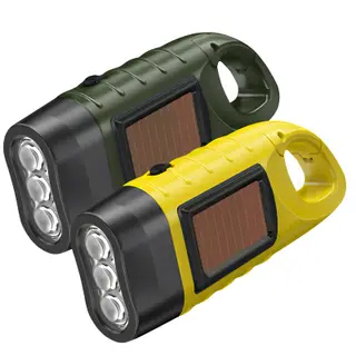 2 PCS Wind Up Solar Torch UK Led Rechargeable Camping Flashlight Hand Crank