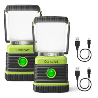 LED Camping Lantern Rechargeable, Consciot Camping Lights, 1000LM, 4 Light Modes, 4400mAh Power Bank, IPX4 Waterproof