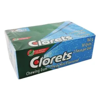Clorets Fresh Mint Chewing Gum - 56 Units iece Per Unit x 162g 1 Box