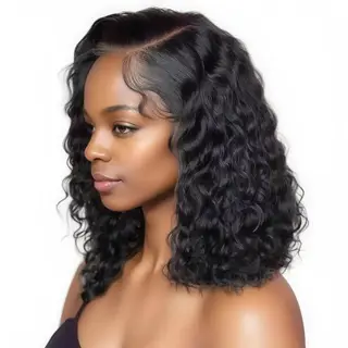 GoldenPerfect 14" - 13x4 Full Frontal Glueless Curly Wigs Human Hair