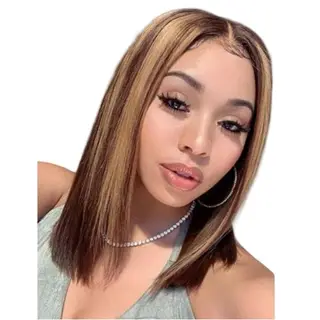 Bresilienne Shoulder Bob Wig Human Hair 4/27 Highlight 13x4 Lace Front Wigs