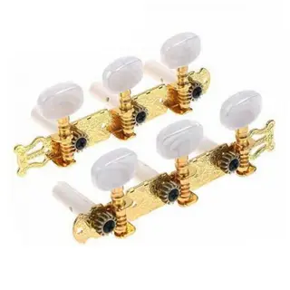 Classical Guitar Machine Heads - 3R3L Gold with White Pearloid Buttons