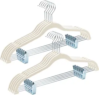HOUSE DAY Velvet Hangers with Adjustable Clips 10 – 20 Pack – Black