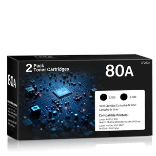 80A Toner Cartridge Laser Jet Pro 400 M401n M401dn M401dw (2 Pack)
