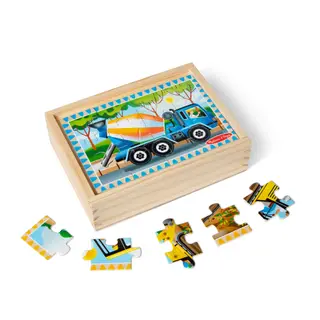 Melissa & Doug Construction Vehicles 4-in-1 Wooden Jigsaw Puzzle 48-Piece Set