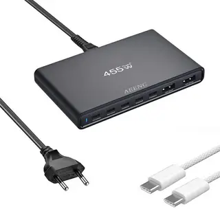 455W 7Port Slim Fast Charging Station,USB Multiport Adapter,Desktop Charger