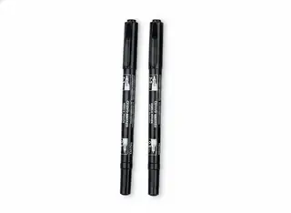 1Pack Permanent Markers Black Dual Tip Perm Marker Pen 0.5mm 2-3mm 2pcs
