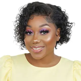 Geebuy Peruvian Pixie Curly Glueless Human Hair 13x1 HD Lace Wig Wigs