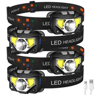 LHKNL Headlamp Flashlight, Lumen Bright Head Lamps LED Rechargeable Camping | 4-Pack Ultra-Light, with White Red Light