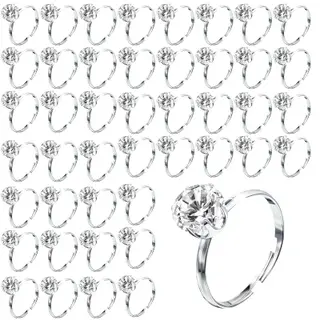 72 Pack Silver Diamond Rings
