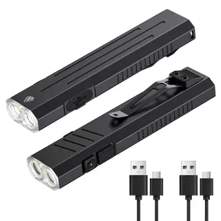 2pack Rechargeable EDC Flashlight - Emergency One Click Strobe Mode