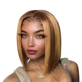 10inch Ombre Bob Wig Human Hair 13x4 Lace Front Wig P4/27 Bresilienne