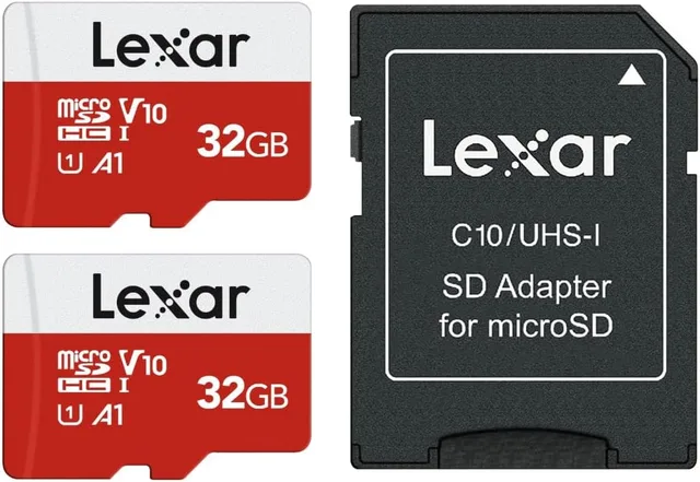 Lexar 32GB Micro SD Card 2 Pack, microSDHC UHS-I Flash Memory Card with Adapter - Up to 100MB/s, U1, Class10, V10, A1, High Speed TF Card (2 microSD Cards + 1 Adapter)