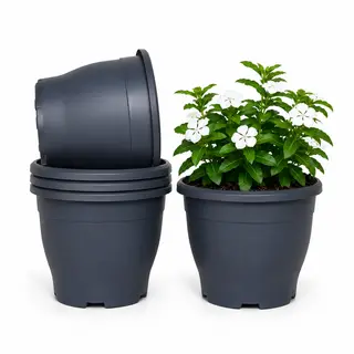 Growkit Sabina Deco Plant Pot 26cm 6.5L Anthracite Set of 5