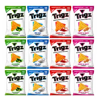 12 Pack|Trigz|Jalapeno, Sea Salt, Sweet Chilli, Sweet & Salty|28g