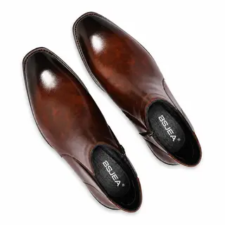 Men's Leather Chelsea Boots Classic Business Casual Ankle Shoes - Brown - EU 38