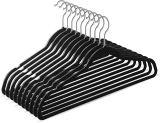 TIMMY 50 Pack Plastic Clothes Hangers, 17.7 in, Black, Non-Slip, Heavy Duty – White-50pack – 17.7inch-50pack