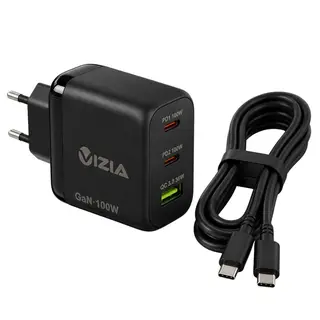Vizia 100W USB-C GaN Laptop Charger Compatible with Mac,Dell,HP | 2m cable