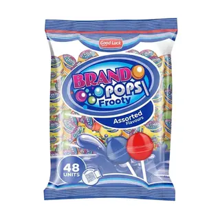 Good Luck Brando Pops Frooty Assorted lollipops 48